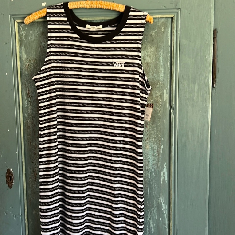 Vans midi tank T-shirt dress small black and white striped